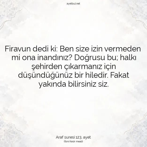Ayetbul | Kuran Mealleri | Quran | Araf suresi 123. ayet