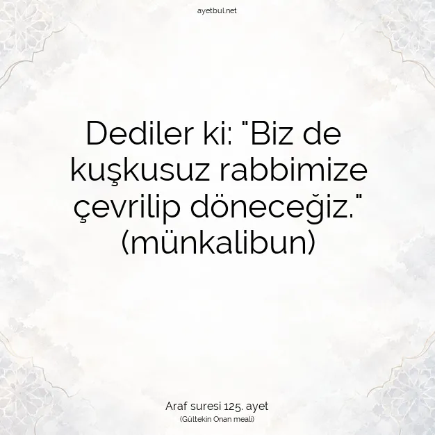 Ayetbul | Kuran Mealleri | Quran | Araf suresi 125. ayet
