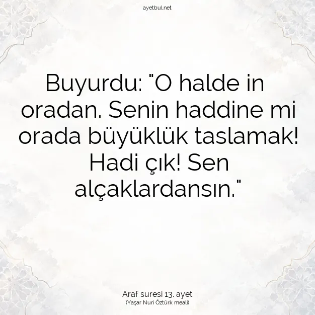 Ayetbul | Kuran Mealleri | Quran | Araf suresi 13. ayet