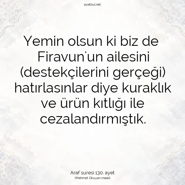Ayetbul | Kuran Mealleri | Quran | Araf suresi 130. ayet