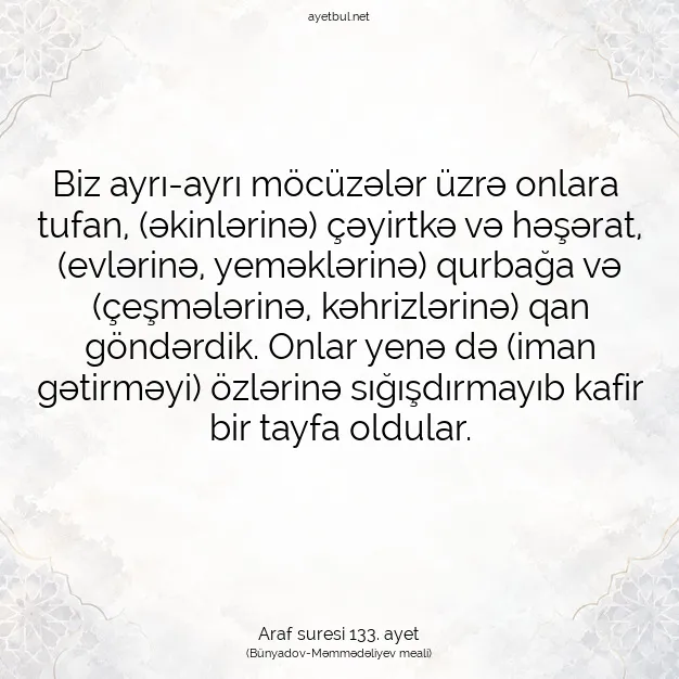 Ayetbul | Kuran Mealleri | Quran | Araf suresi 133. ayet