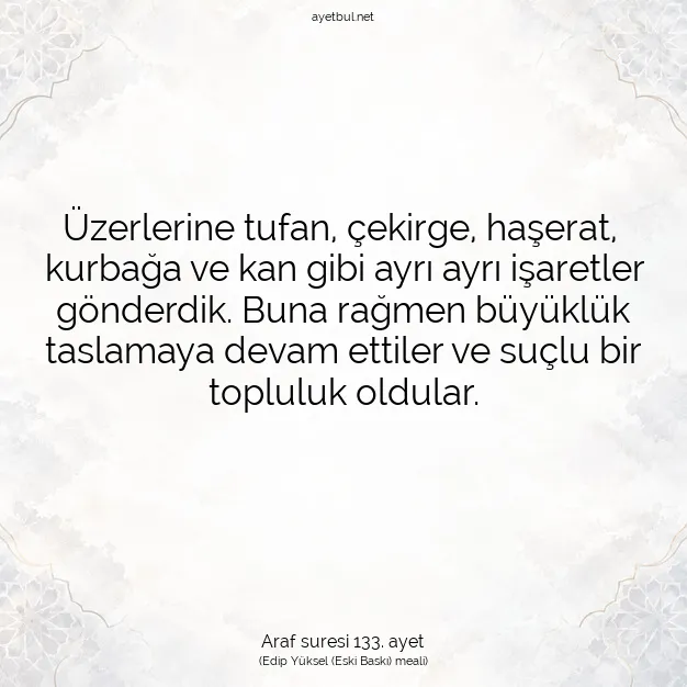 Ayetbul | Kuran Mealleri | Quran | Araf suresi 133. ayet