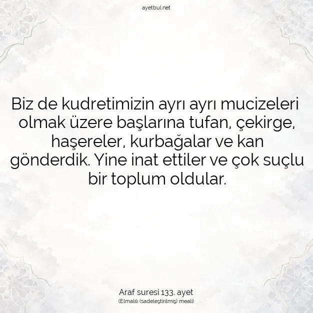 Ayetbul | Kuran Mealleri | Quran | Araf suresi 133. ayet