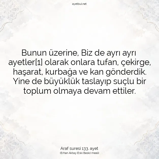 Ayetbul | Kuran Mealleri | Quran | Araf suresi 133. ayet