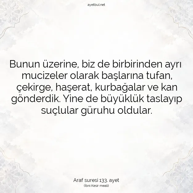 Ayetbul | Kuran Mealleri | Quran | Araf suresi 133. ayet