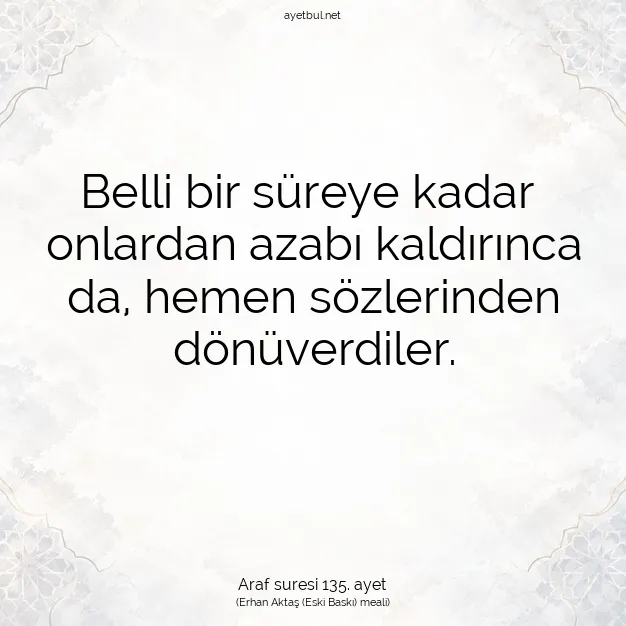 Ayetbul | Kuran Mealleri | Quran | Araf suresi 135. ayet