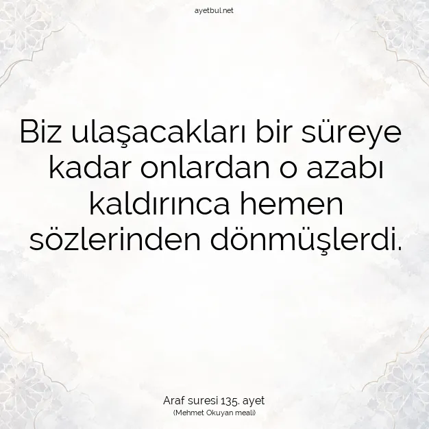 Ayetbul | Kuran Mealleri | Quran | Araf suresi 135. ayet