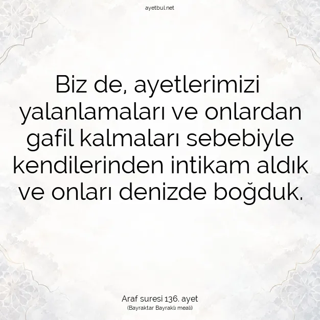 Ayetbul | Kuran Mealleri | Quran | Araf suresi 136. ayet