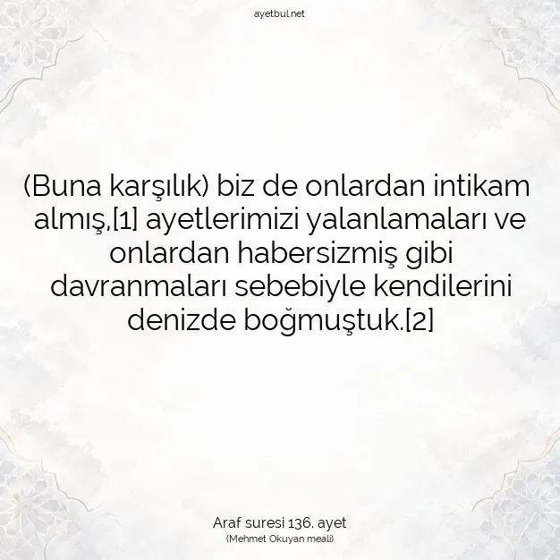 Ayetbul | Kuran Mealleri | Quran | Araf suresi 136. ayet