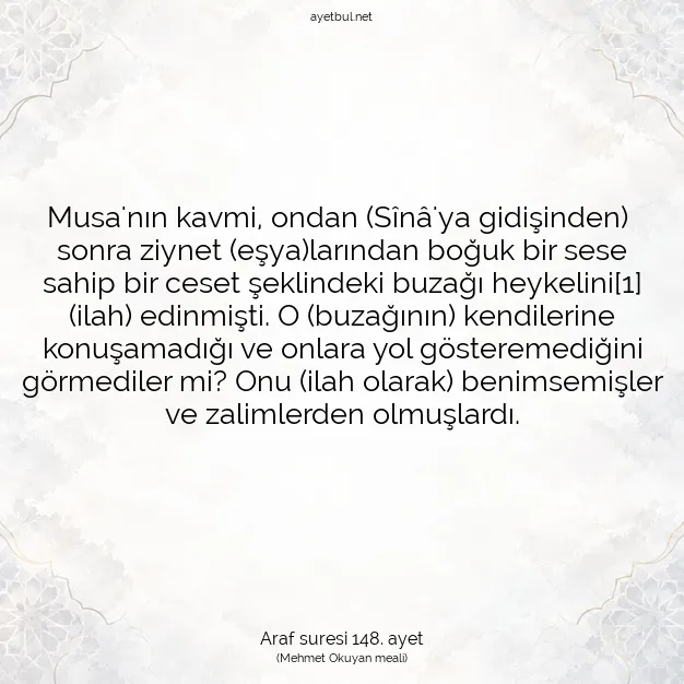 Ayetbul | Kuran Mealleri | Quran | Araf suresi 148. ayet