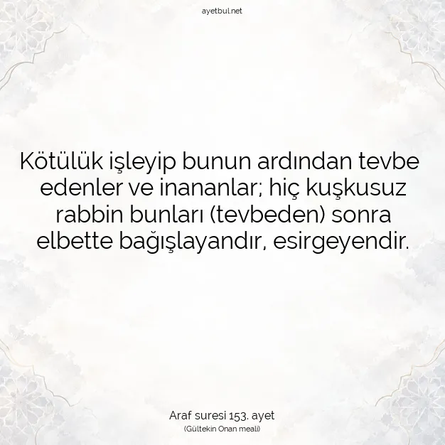 Ayetbul | Kuran Mealleri | Quran | Araf suresi 153. ayet