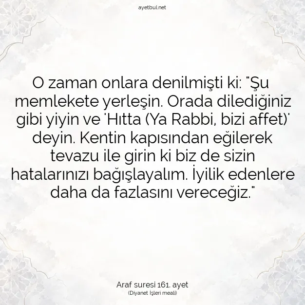 Ayetbul | Kuran Mealleri | Quran | Araf suresi 161. ayet