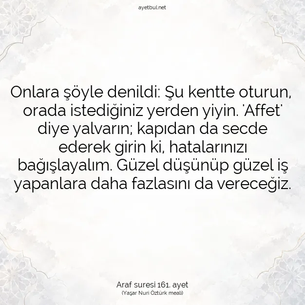 Ayetbul | Kuran Mealleri | Quran | Araf suresi 161. ayet