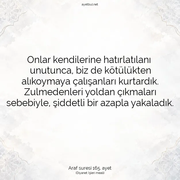 Ayetbul | Kuran Mealleri | Quran | Araf suresi 165. ayet