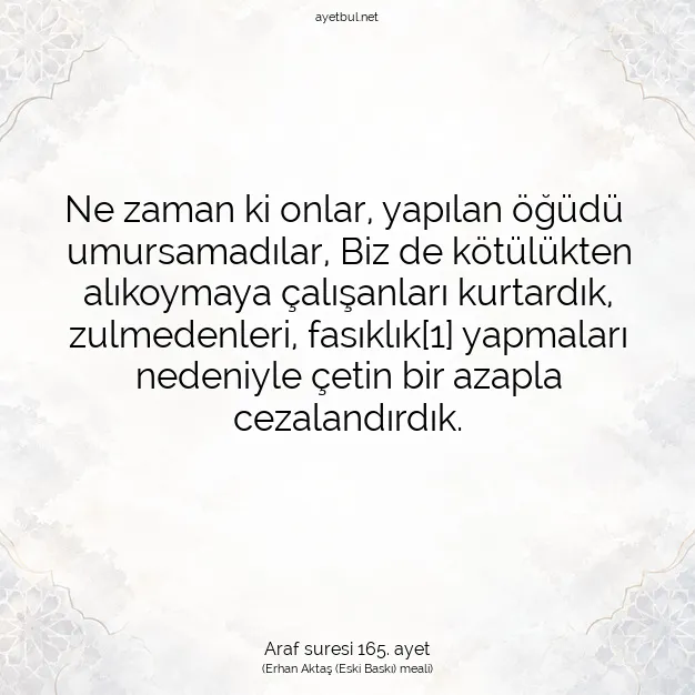 Ayetbul | Kuran Mealleri | Quran | Araf suresi 165. ayet