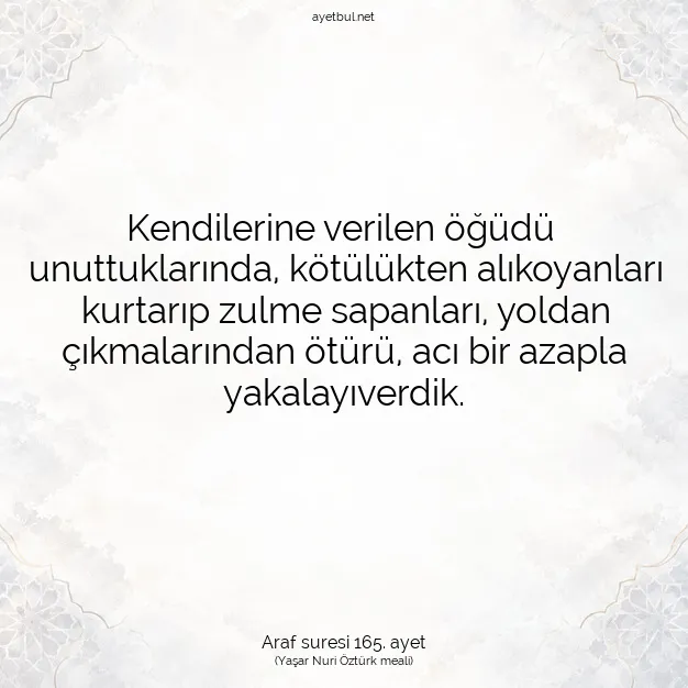 Ayetbul | Kuran Mealleri | Quran | Araf suresi 165. ayet