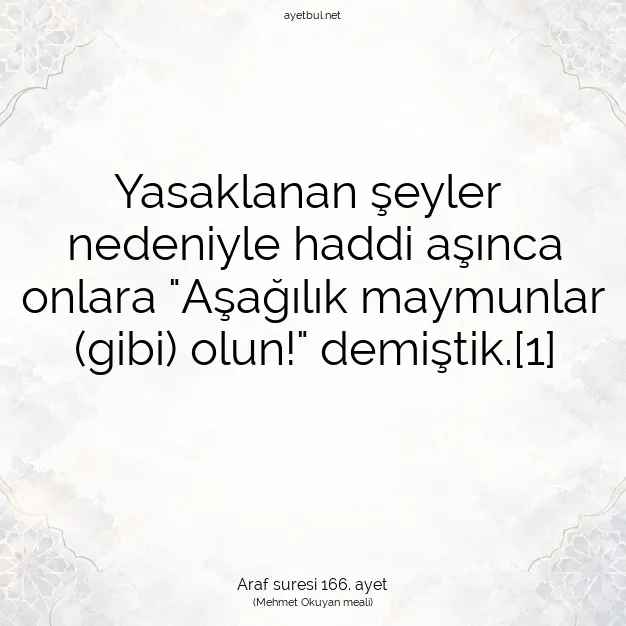 Ayetbul | Kuran Mealleri | Quran | Araf suresi 166. ayet