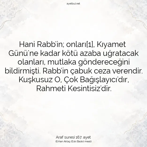 Ayetbul | Kuran Mealleri | Quran | Araf suresi 167. ayet