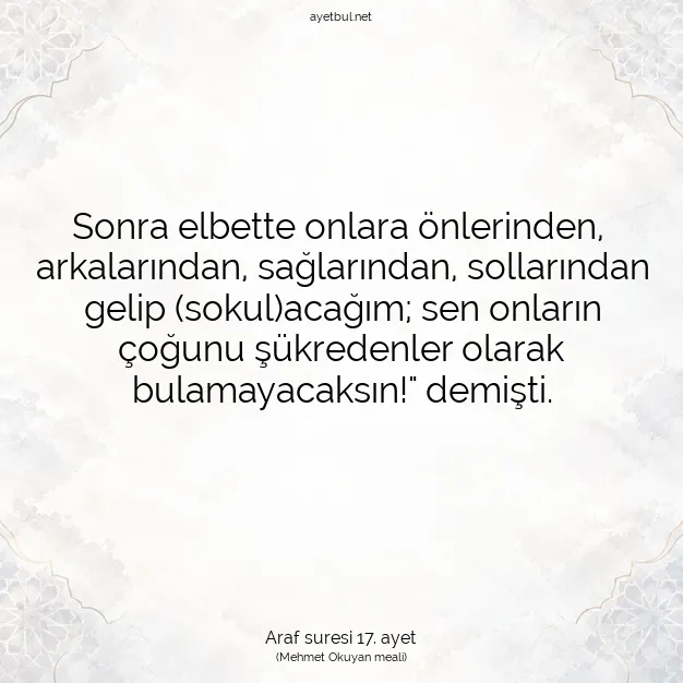 Ayetbul | Kuran Mealleri | Quran | Araf suresi 17. ayet