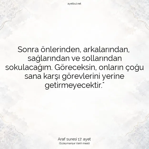 Ayetbul | Kuran Mealleri | Quran | Araf suresi 17. ayet