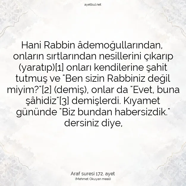 Ayetbul | Kuran Mealleri | Quran | Araf suresi 172. ayet
