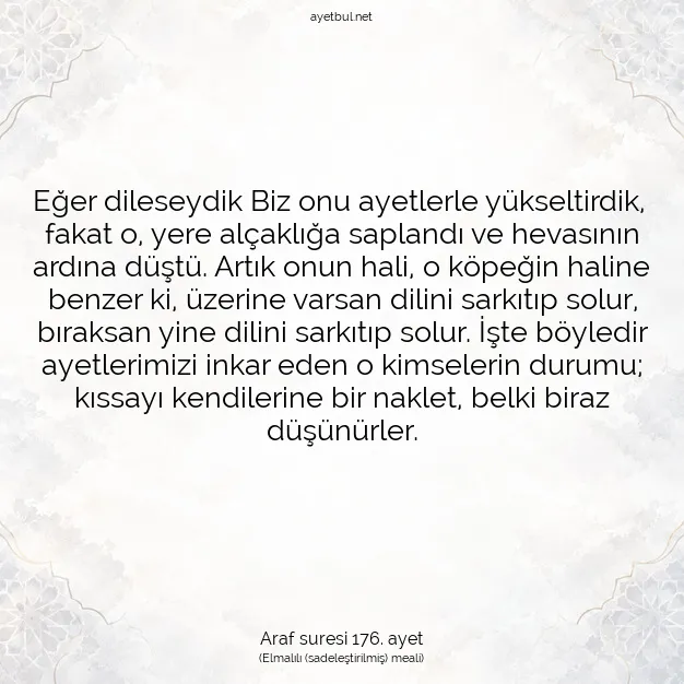 Ayetbul | Kuran Mealleri | Quran | Araf suresi 176. ayet