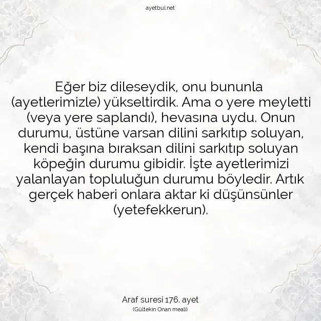 Ayetbul | Kuran Mealleri | Quran | Araf suresi 176. ayet