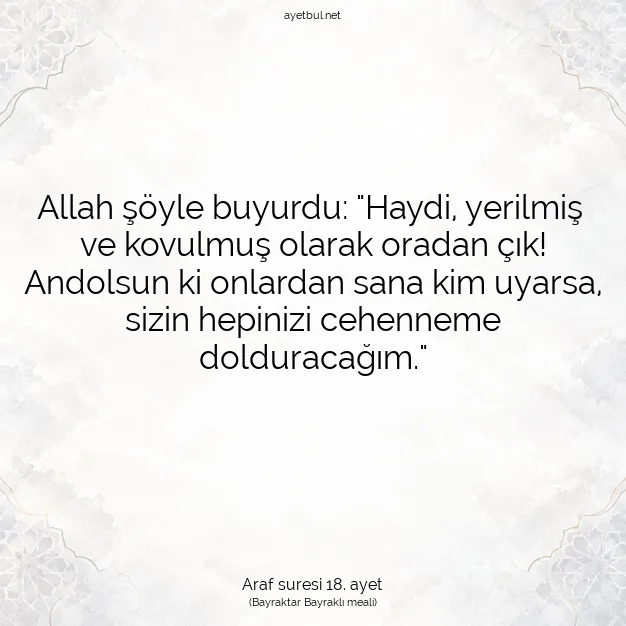 Ayetbul | Kuran Mealleri | Quran | Araf suresi 18. ayet