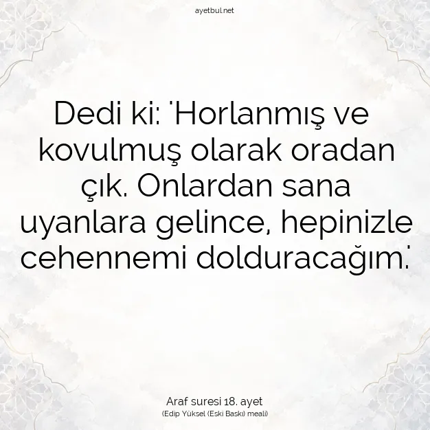 Ayetbul | Kuran Mealleri | Quran | Araf suresi 18. ayet