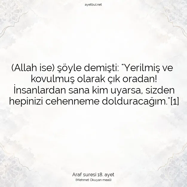 Ayetbul | Kuran Mealleri | Quran | Araf suresi 18. ayet