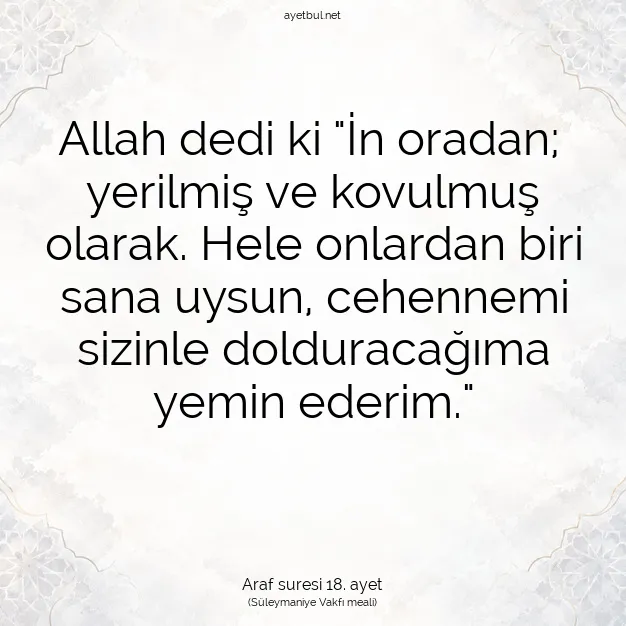 Ayetbul | Kuran Mealleri | Quran | Araf suresi 18. ayet