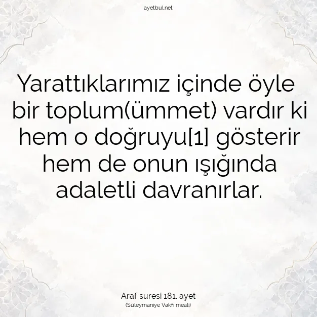 Ayetbul | Kuran Mealleri | Quran | Araf suresi 181. ayet