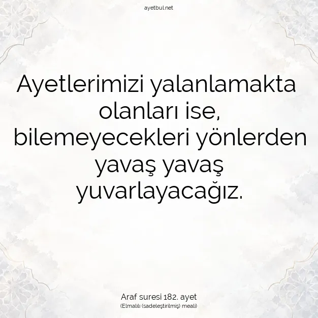 Ayetbul | Kuran Mealleri | Quran | Araf suresi 182. ayet