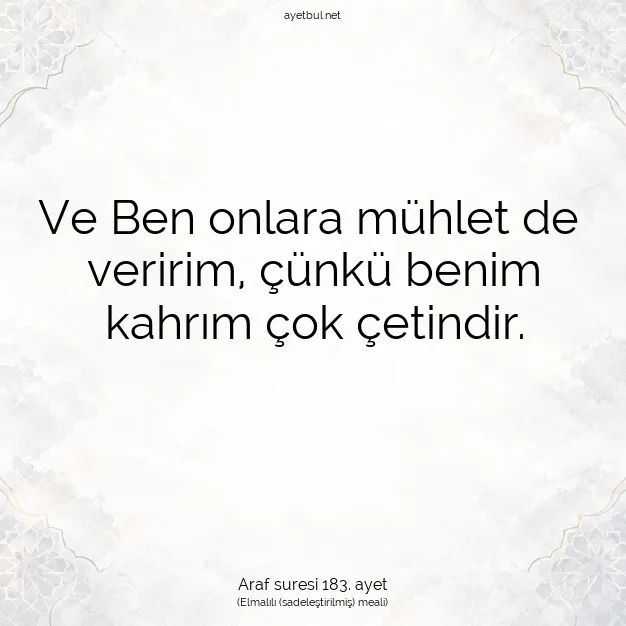 Ayetbul | Kuran Mealleri | Quran | Araf suresi 183. ayet