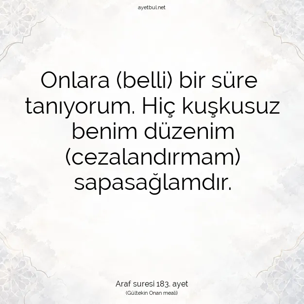 Ayetbul | Kuran Mealleri | Quran | Araf suresi 183. ayet