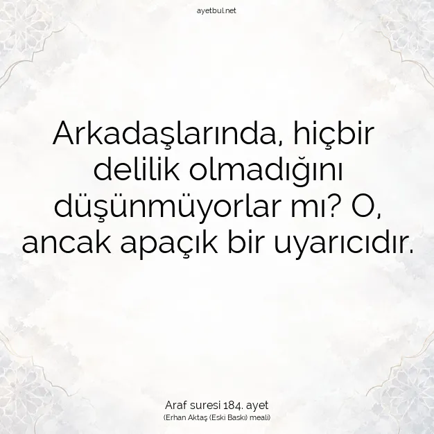 Ayetbul | Kuran Mealleri | Quran | Araf suresi 184. ayet