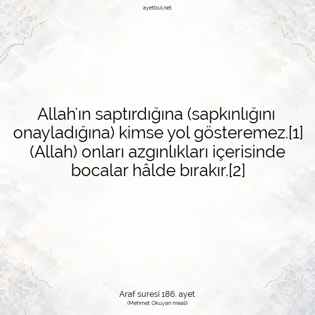 Ayetbul | Kuran Mealleri | Quran | Araf suresi 186. ayet