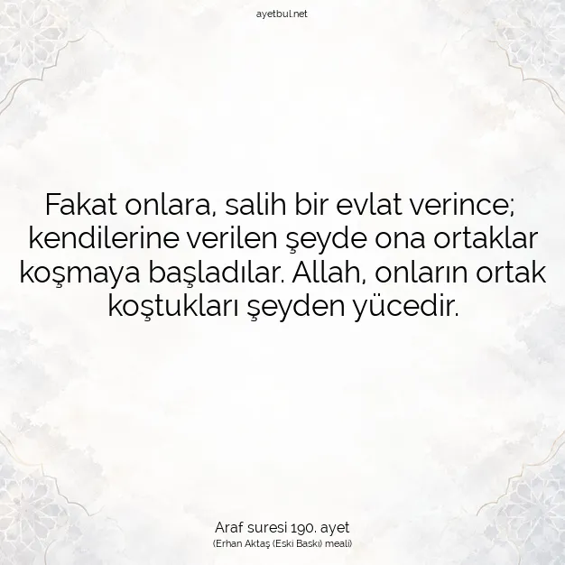 Ayetbul | Kuran Mealleri | Quran | Araf suresi 190. ayet