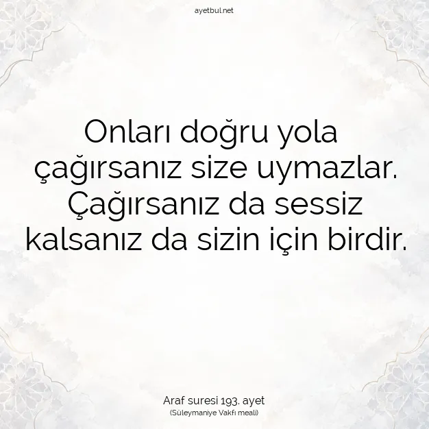 Ayetbul | Kuran Mealleri | Quran | Araf suresi 193. ayet