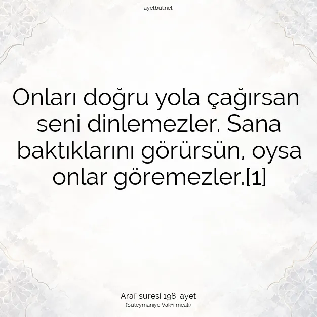 Ayetbul | Kuran Mealleri | Quran | Araf suresi 198. ayet