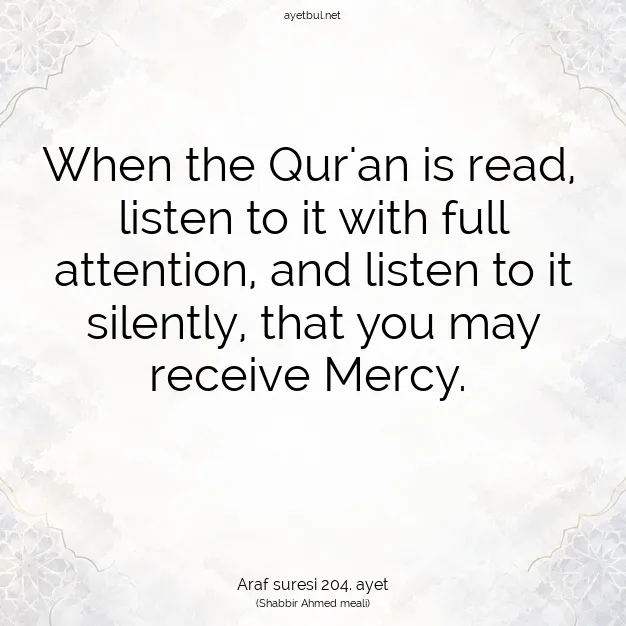 Ayetbul | Kuran Mealleri | Quran | Araf suresi 204. ayet