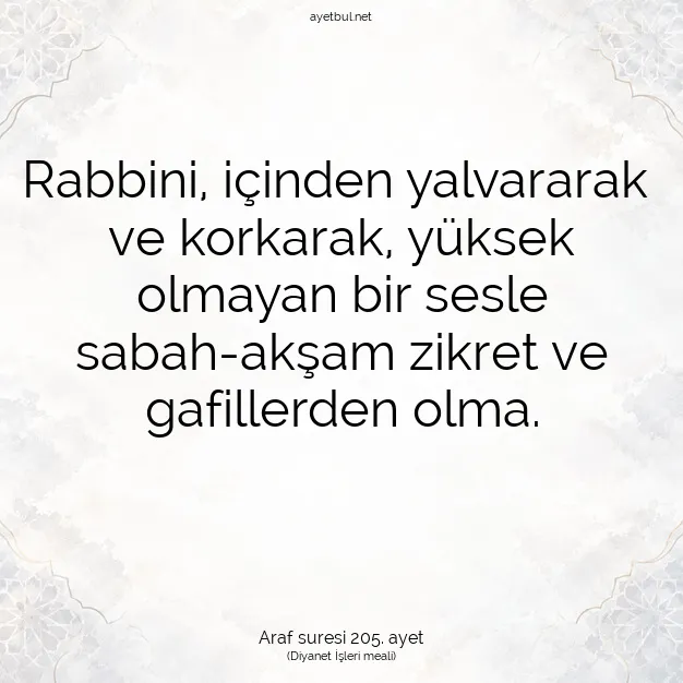 Ayetbul | Kuran Mealleri | Quran | Araf suresi 205. ayet