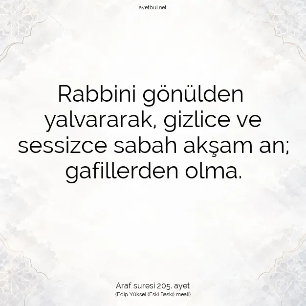 Ayetbul | Kuran Mealleri | Quran | Araf suresi 205. ayet