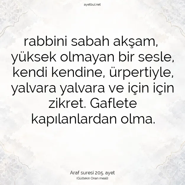 Ayetbul | Kuran Mealleri | Quran | Araf suresi 205. ayet
