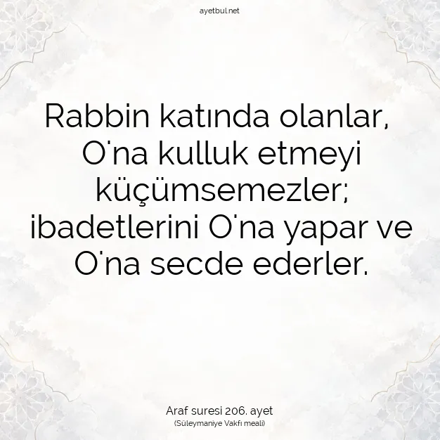 Ayetbul | Kuran Mealleri | Quran | Araf suresi 206. ayet