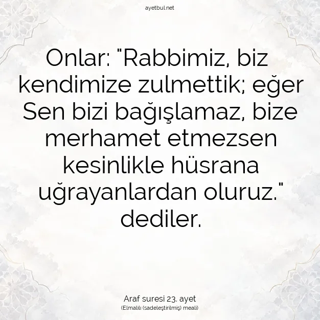 Ayetbul | Kuran Mealleri | Quran | Araf suresi 23. ayet