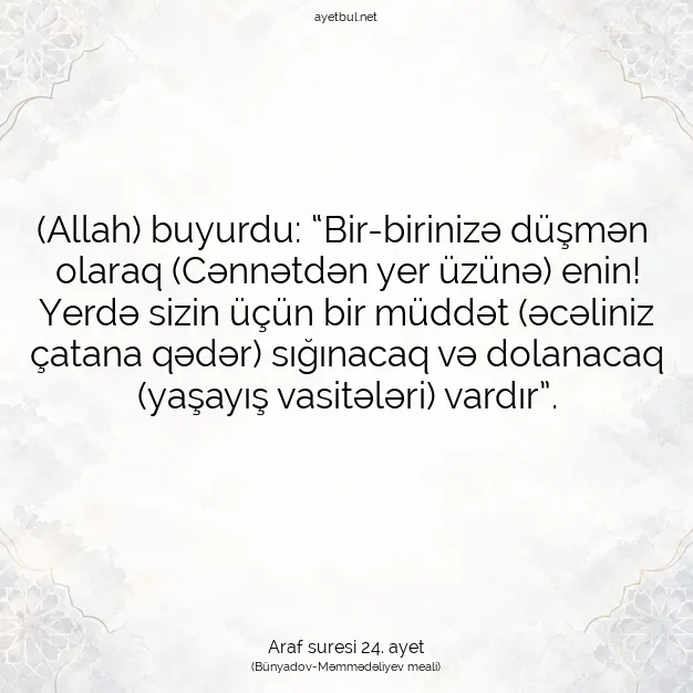 Ayetbul | Kuran Mealleri | Quran | Araf suresi 24. ayet