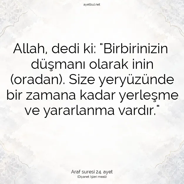Ayetbul | Kuran Mealleri | Quran | Araf suresi 24. ayet