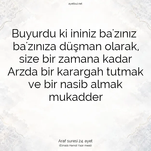 Ayetbul | Kuran Mealleri | Quran | Araf suresi 24. ayet