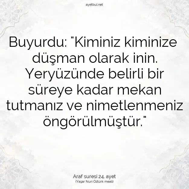 Ayetbul | Kuran Mealleri | Quran | Araf suresi 24. ayet